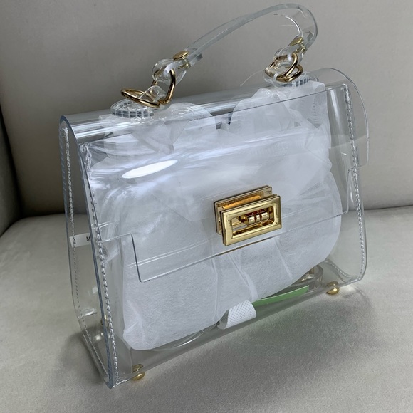 Cleared For Fun Clear and Gold Vinyl Crossbody Bag - Picture 2 of 13